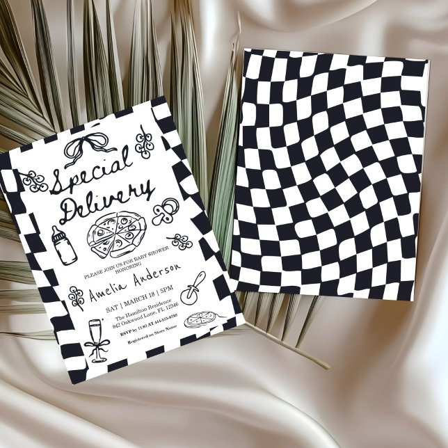 Invitation Pizza Hand Drawn Special Delivery Baby Shower (Créateur téléchargé)