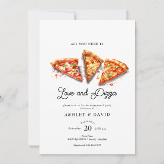Invitation Pizza italienne | Fête des mariées aquarelle