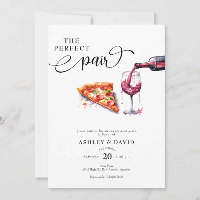 Invitation Pizza italienne | Soirée de mariage des vins (Devant)