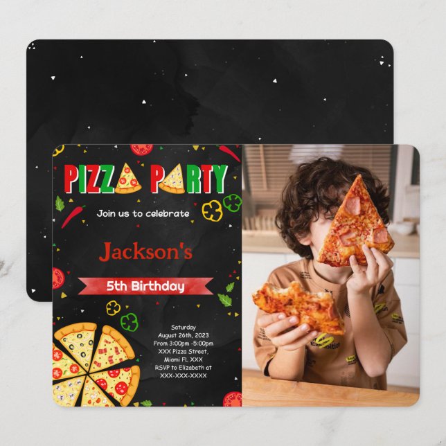 Invitation Pizza modifiable (Devant / Derrière)