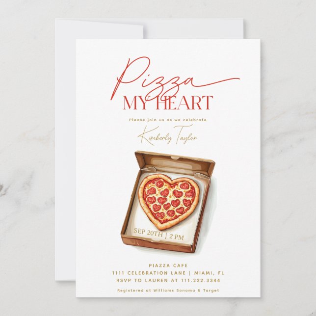 Invitation Pizza My Heart Fête des mariées italienne (Devant)