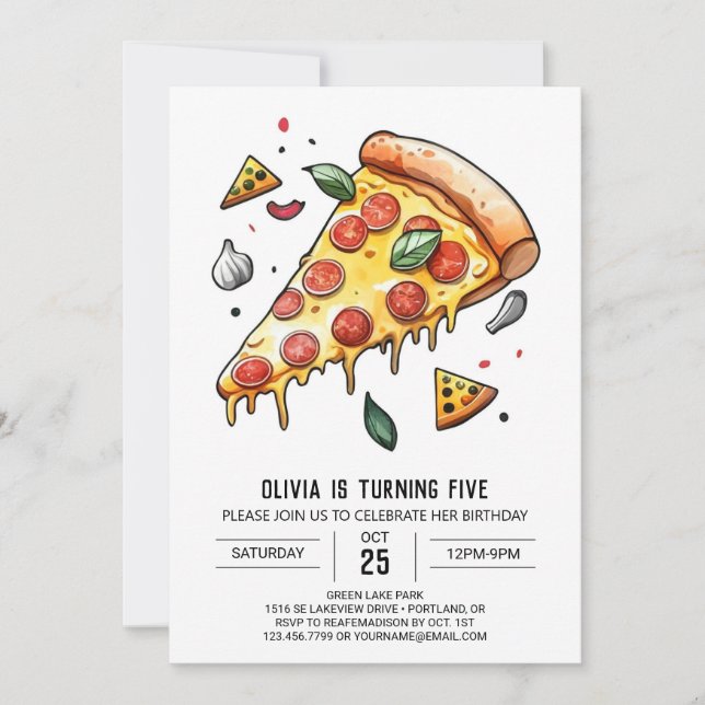 Invitation Pizza numérique personnalisée Anniversaire (Devant)