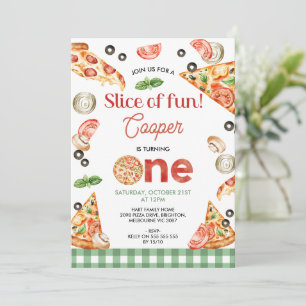 Invitation Pizza Paillette Vert Moderne Coupe De Fun 1er Anni
