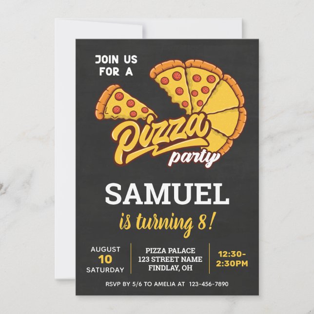 Invitation Pizza Palace Personnalisé Anniversaire Fête, N'Imp (Devant)