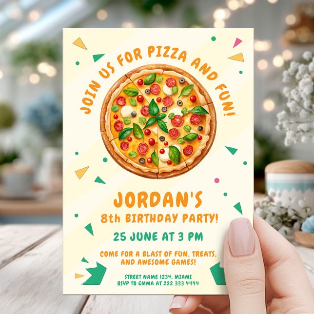 Invitation Pizza Party Amusement Anniversaire (Créateur téléchargé)