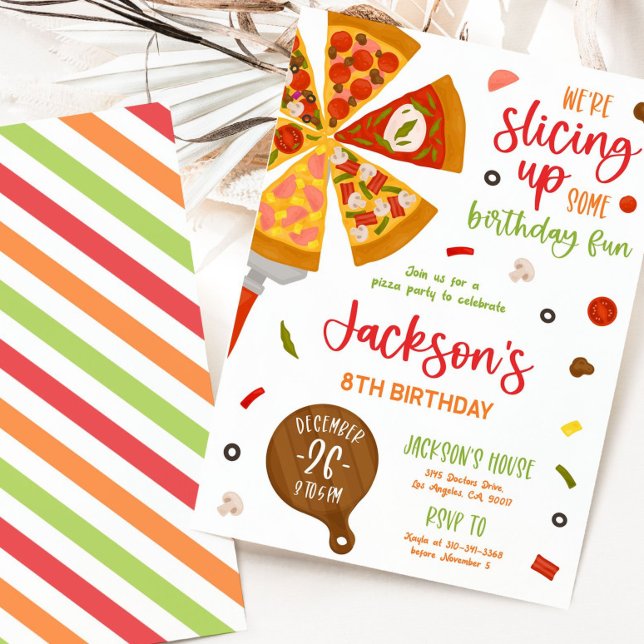Invitation Pizza Party Anniversaire Invitation, Snack modifia (Créateur téléchargé)