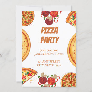 Invitation Pizza Party avec tous les Toppings