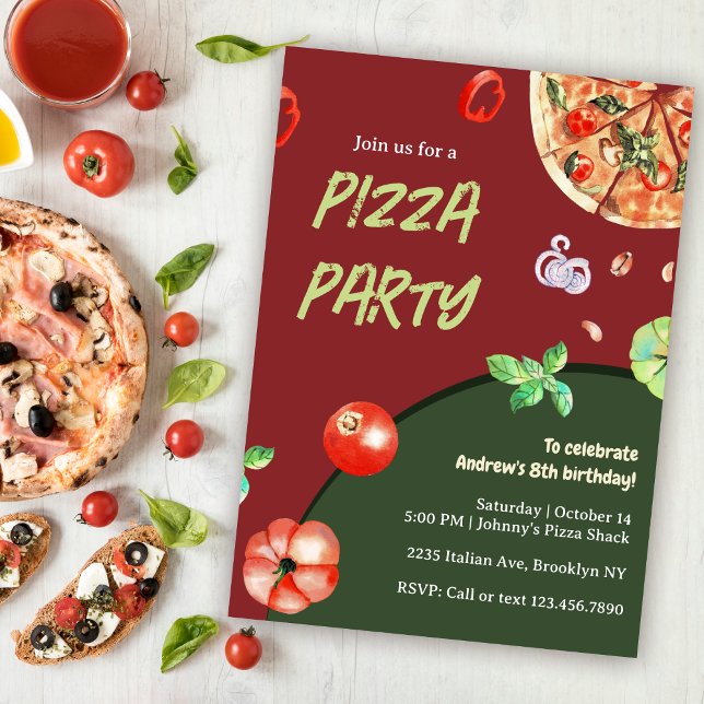 Invitation Pizza Party italien moderne Anniversaire de enfant (Créateur téléchargé)