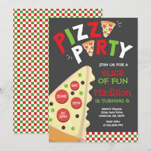 Invitation Pizza Party Pizza fête d'anniversaire