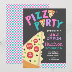 Invitation Pizza Party Pizza fête d'anniversaire
