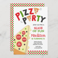 Invitation Pizza Party Pizza fête d'anniversaire
