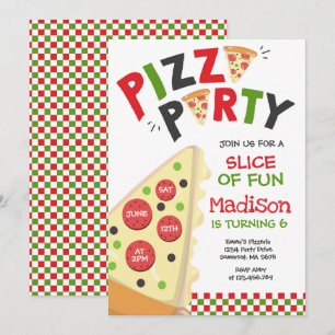 Invitation Pizza Party Pizza fête d'anniversaire