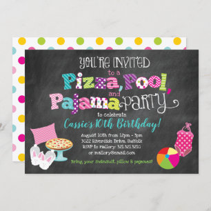 Invitation Pizza, Pool et Pajama Party
