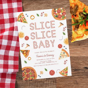 Invitation Pizza pour bébé Slice moderne Premier anniversaire