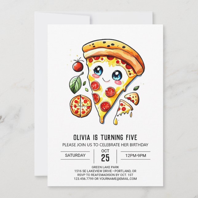 Invitation Pizza pour enfants simples (Devant)