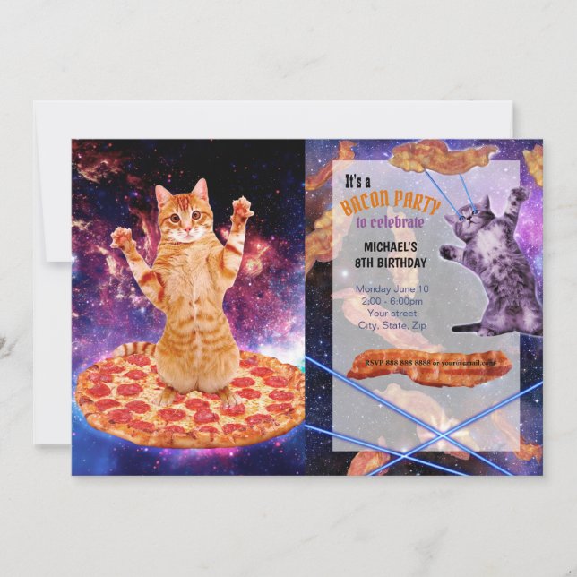 Invitation Pizza space cat (Devant)