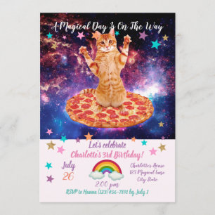 Invitation Pizza space cat