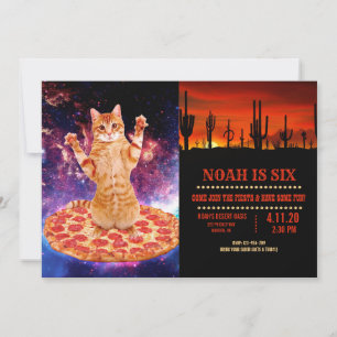 Invitation Pizza space cat