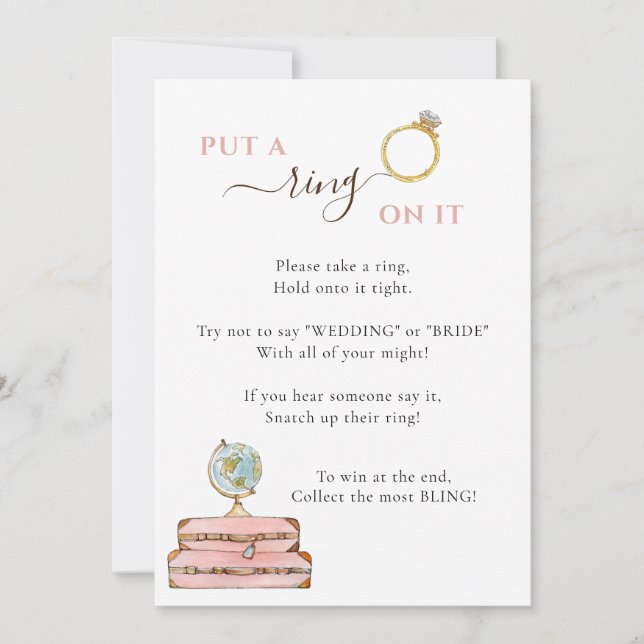 Invitation Placez une bague dessus Voyage Thème Bride jeu (Devant)