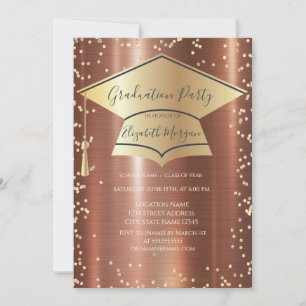 Invitation Plafond de diplôme, Diamants Brown Métallique Grad