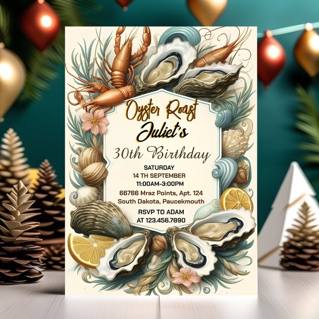 Invitation Plage Amusante Huître perle de fruits de mer 30e a (Créateur téléchargé)