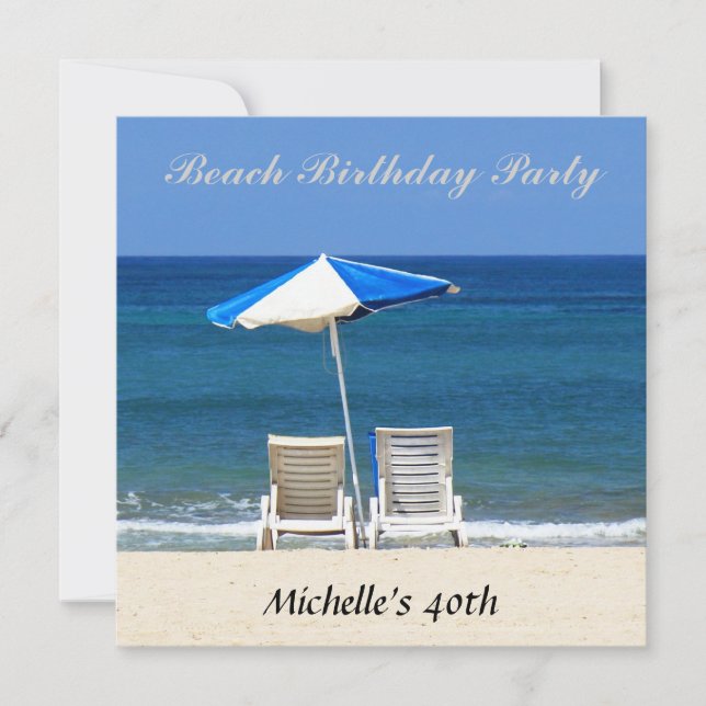 Invitation Plage Anniversaire Fête Chaises d'invitation (Devant)
