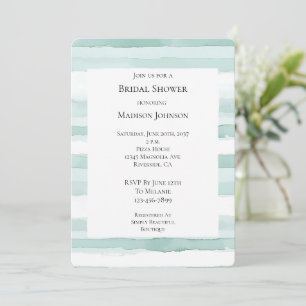 Invitation Plage Aqua Mint Stripes Fête des mariées
