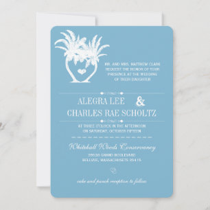 Invitation Plage Bleue Dusk Palm Tree Destination Chalkboard