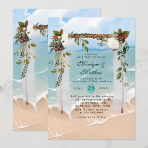 Invitation Plage Canopée Floral Tropical Moderne Mariage