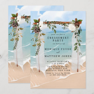 Invitation Plage Canopée Tropical Floral Engagement Party