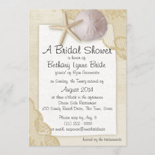 Invitation Plage chère et dentelle antique Douche nuptiale