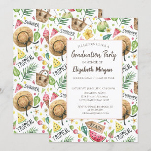 Invitation Plage colorée Fille Relax Graduation