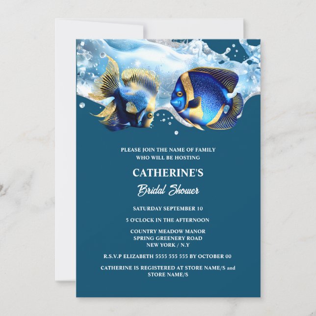 Invitation Plage corail de poissons sous la mer (Devant)