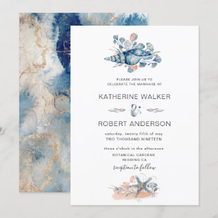 Invitation plage côtière coquillage élégant Mariage Invitatio