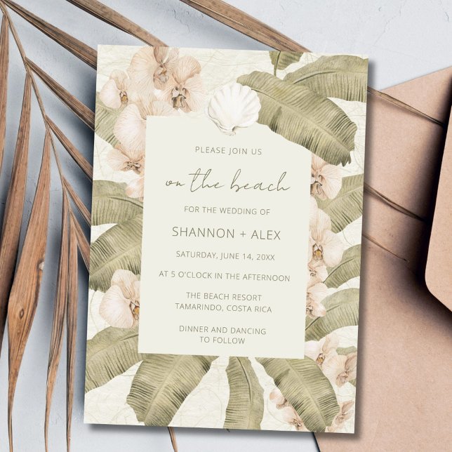 Invitation Plage côtière de bord de mer Destination Mariage (Coastal Seaside Beach Destination Wedding Invitation)