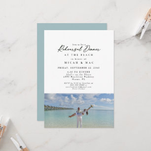 Invitation Plage Couple Photo Répétition Turquoise