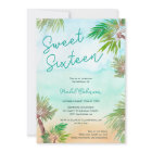 Plage d'aquarelle des palmiers tropicaux Sweet 16