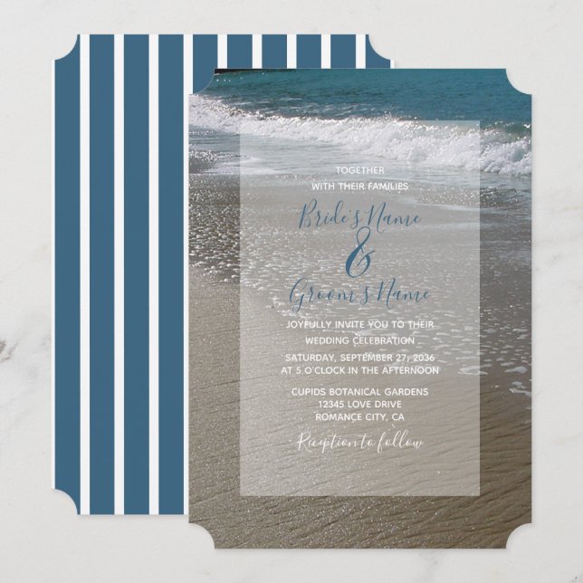 Invitation Plage de bord de mer et mariage de sable Invitatio (Devant / Derrière)