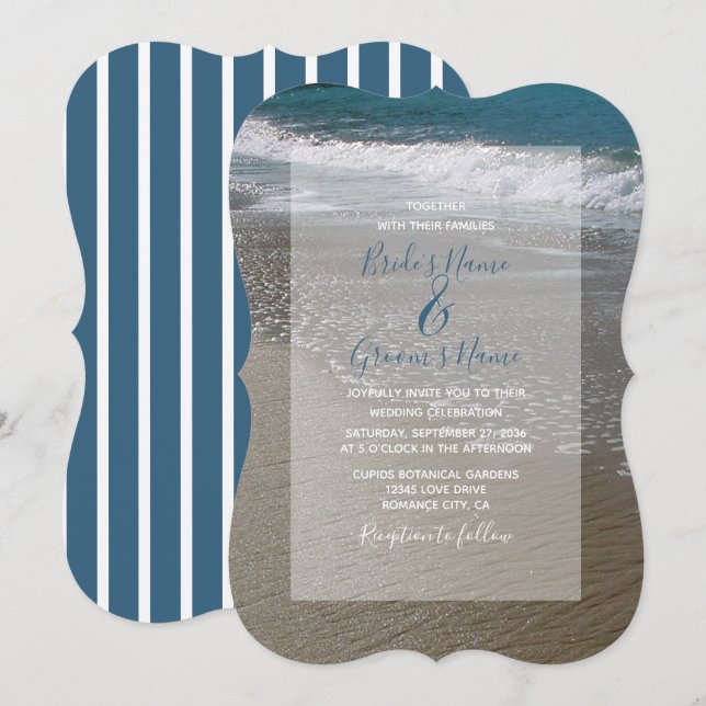 Invitation Plage de bord de mer et mariage de sable Invitatio (Devant / Derrière)
