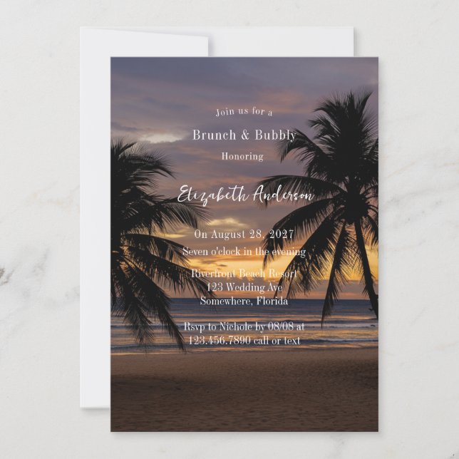 Invitation Plage de coucher de soleil romantique Brunch & Bub (Devant)