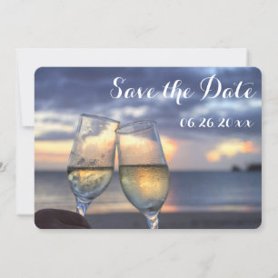 Invitation Plage de coucher de soleil rond Save The Date rond