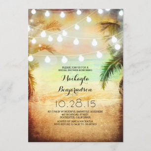 Invitation Plage de coucher du soleil et Fête de la mariée de