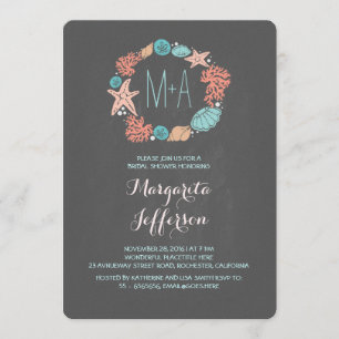 Invitation Plage de couronnes nautiques Chalkboard douche nup