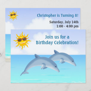 Invitation Plage de dauphins personnalisés mignonne Invitatio