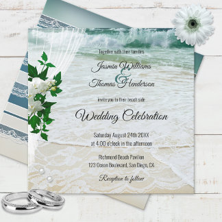 Invitation Plage de fleurs d'orchidées avec dentelle Destinat