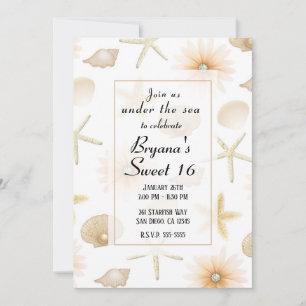 Invitation Plage de pêche Coquillages & Fleurs Moderne Douce