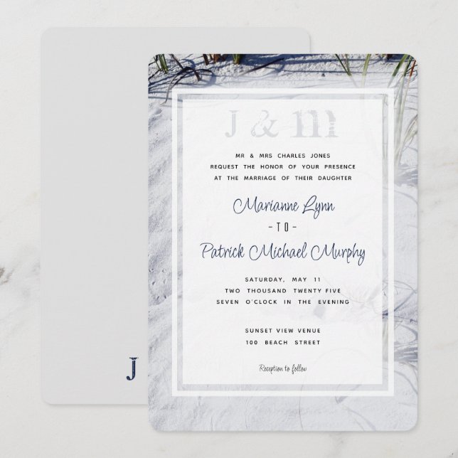 Invitation Plage de sable blanc Destination moderne Mariage (Devant / Derrière)