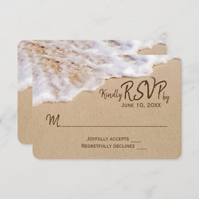 Invitation Plage de sable de l'océan RSVP (Devant / Derrière)