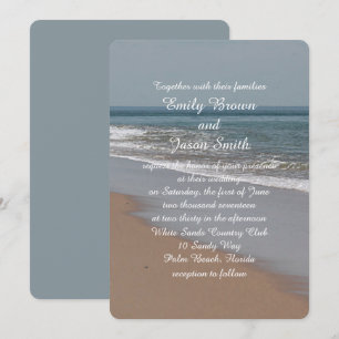 Invitation Plage de sable et bleu marine