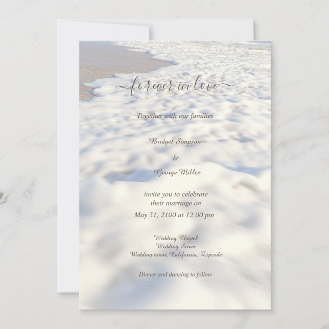 Invitation plage de sable romantique beige vibes mariage côti (Devant)